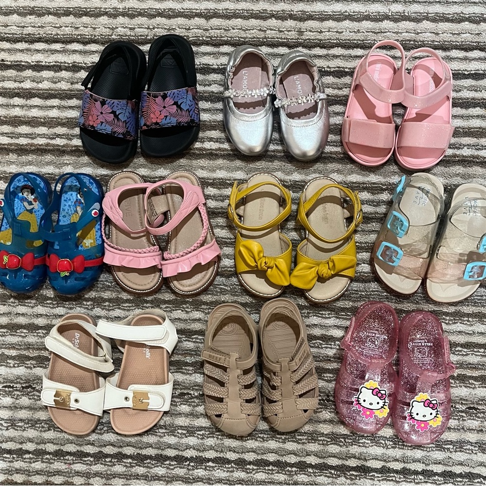 Lot of 10 Little girls summer shoes size 8